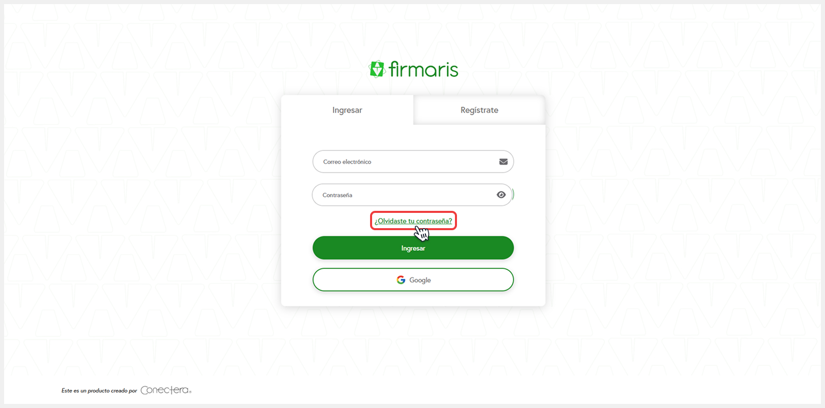 Opción para recuperar contraseña