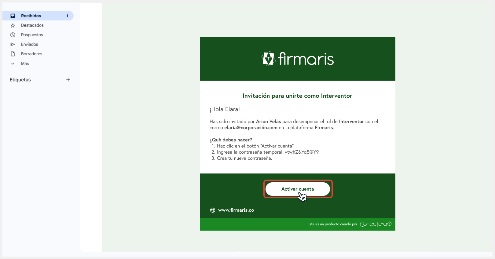 Botón de activar cuenta