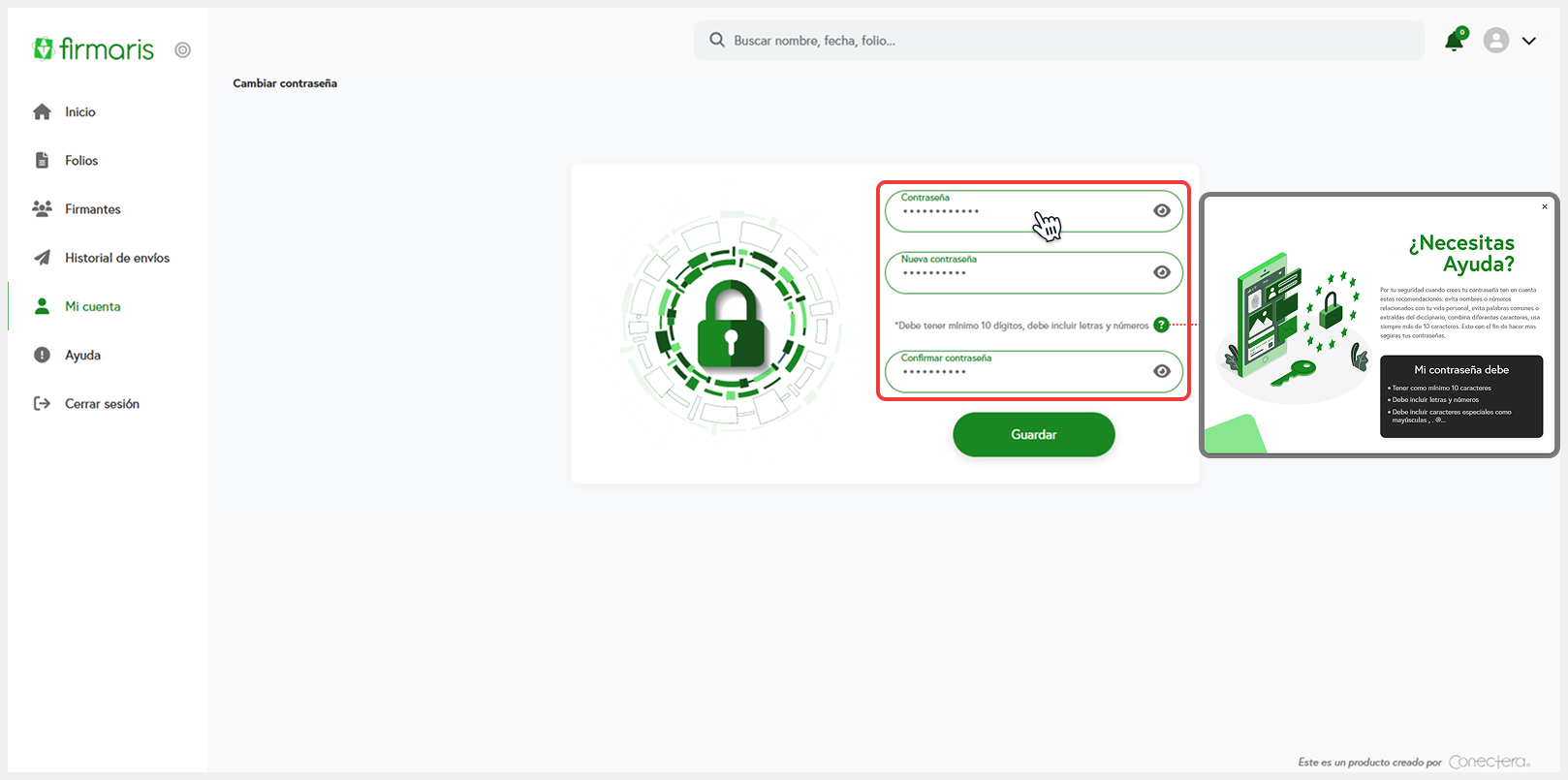 Formulario de cambio de contraseña