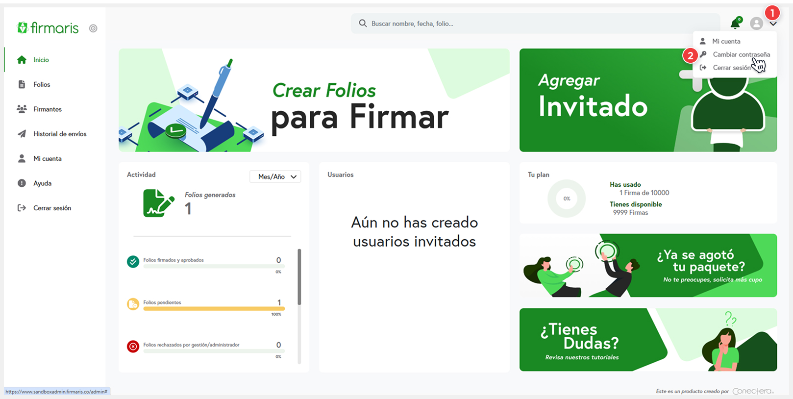 Opción de cambiar contraseña