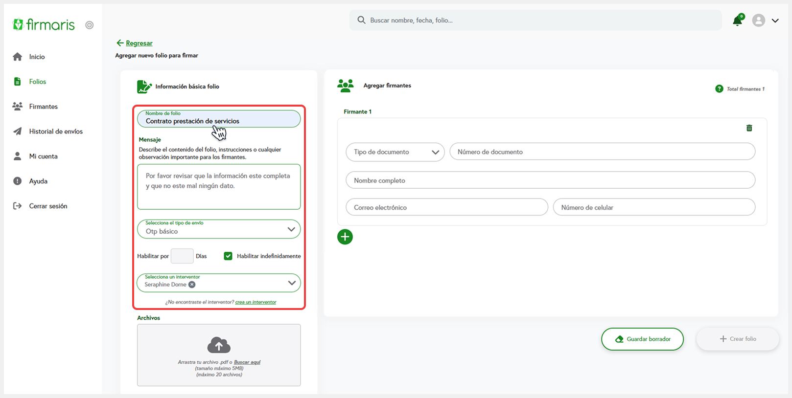 Formulario de datos básicos