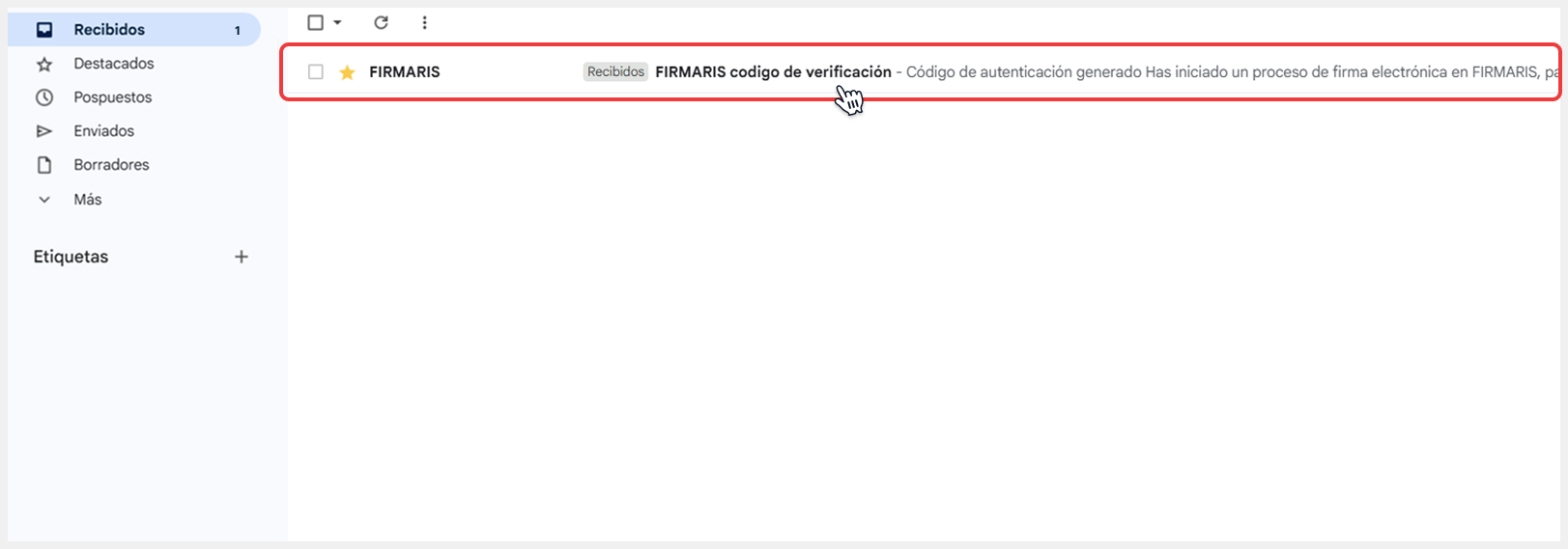 Correo con código de autenticacación